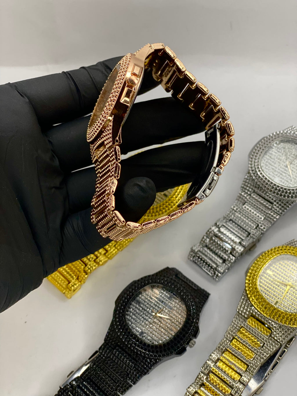 Luxury Iced Out Watch  Rose Gold