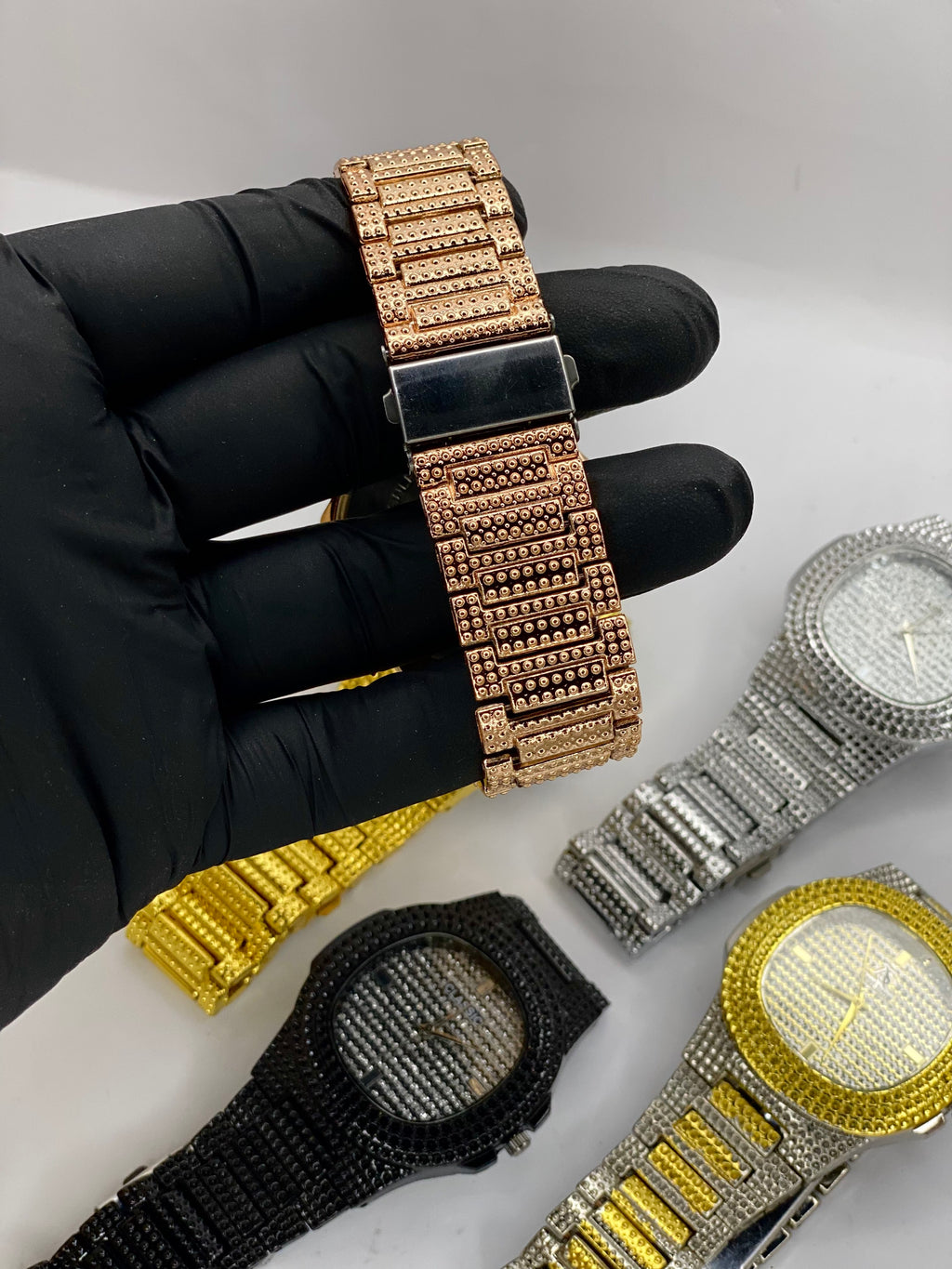 Luxury Iced Out Watch  Rose Gold