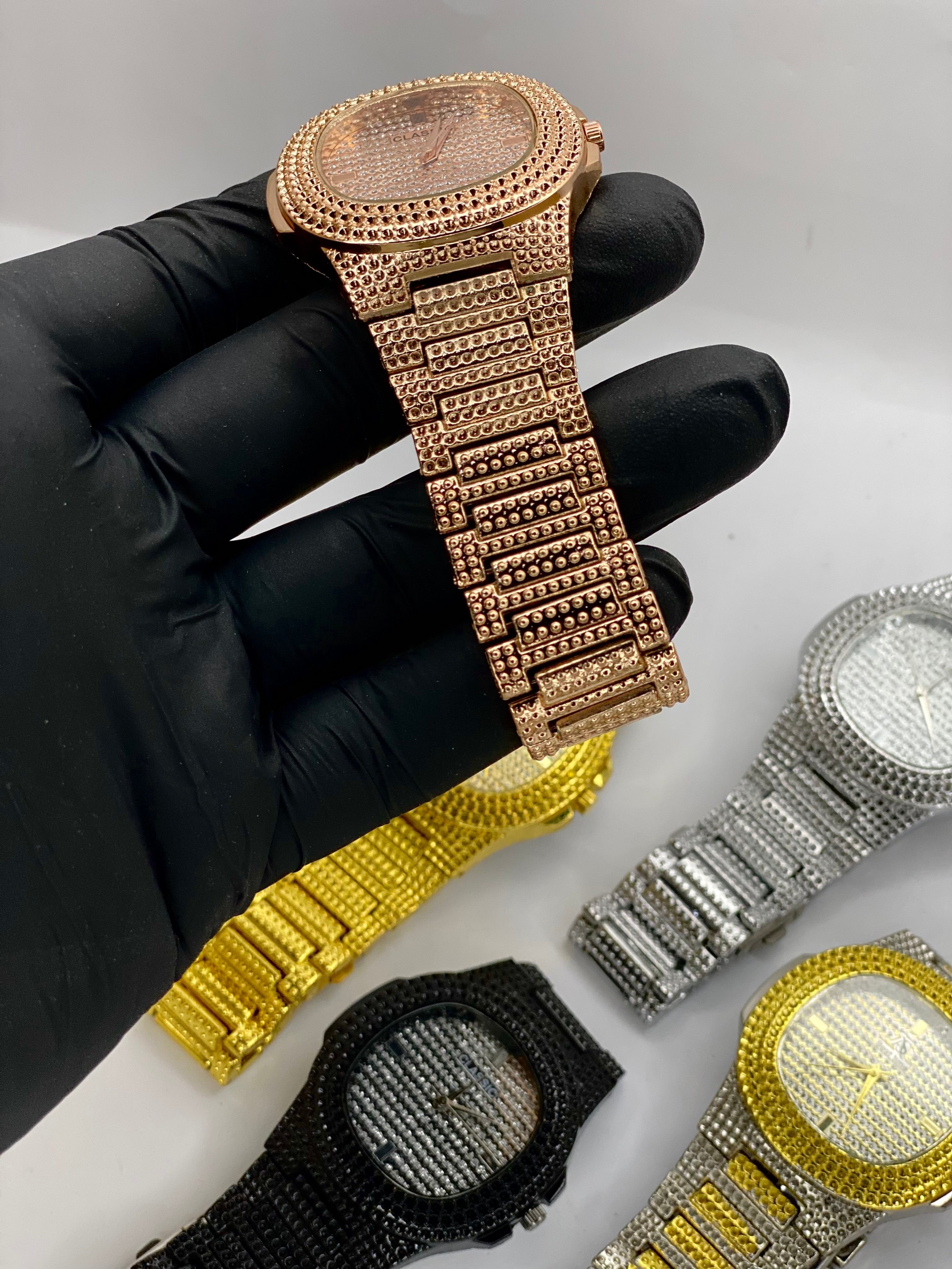 Luxury Iced Out Watch  Rose Gold